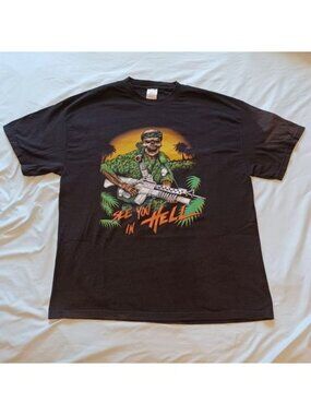 Vintage Y2K Tennessee River See You in Hell War Skeleton Black T-Shirt Adult XL